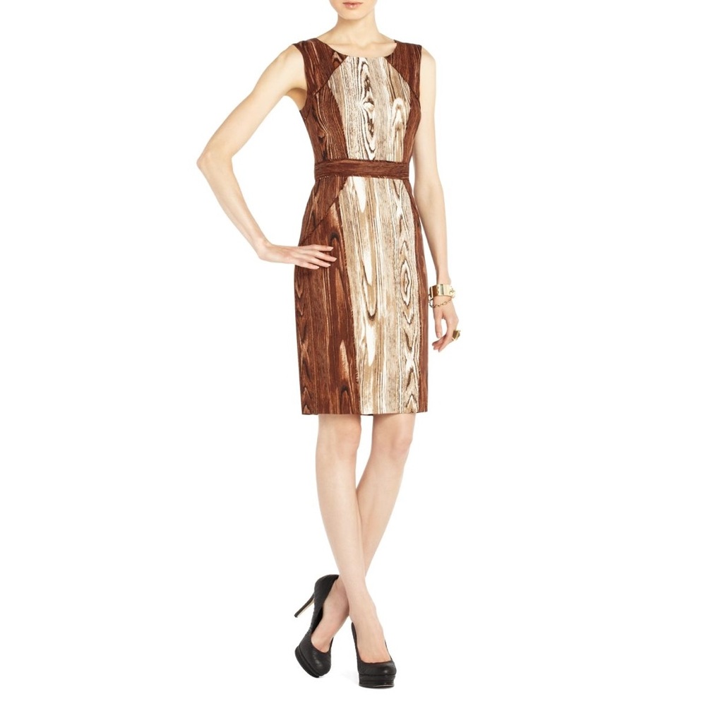 BCBGmaxazria ARDA Wood-Grain Print Dress